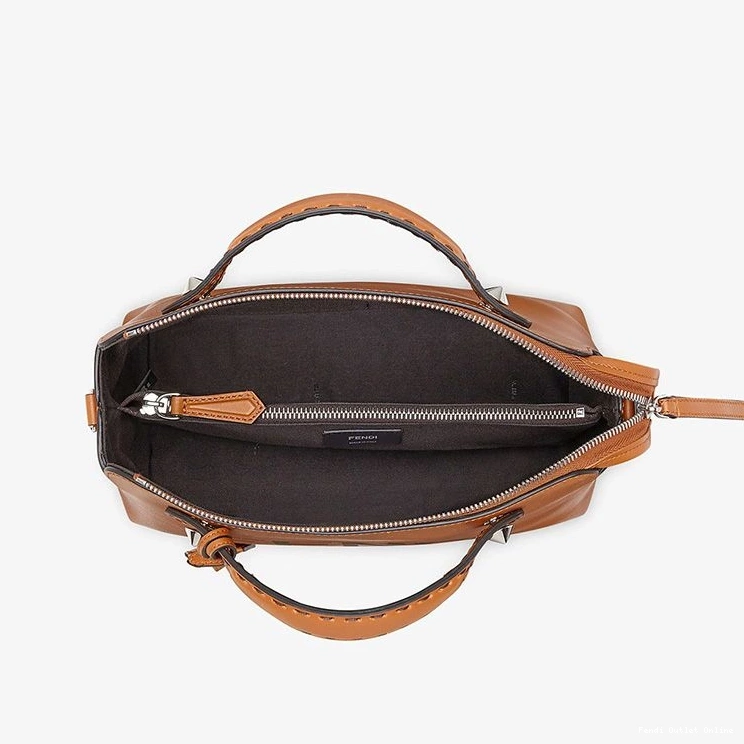 Cheap Way In Calf Fendi Medium Brown Bag Logo The By Leather ROMA Boston 0819